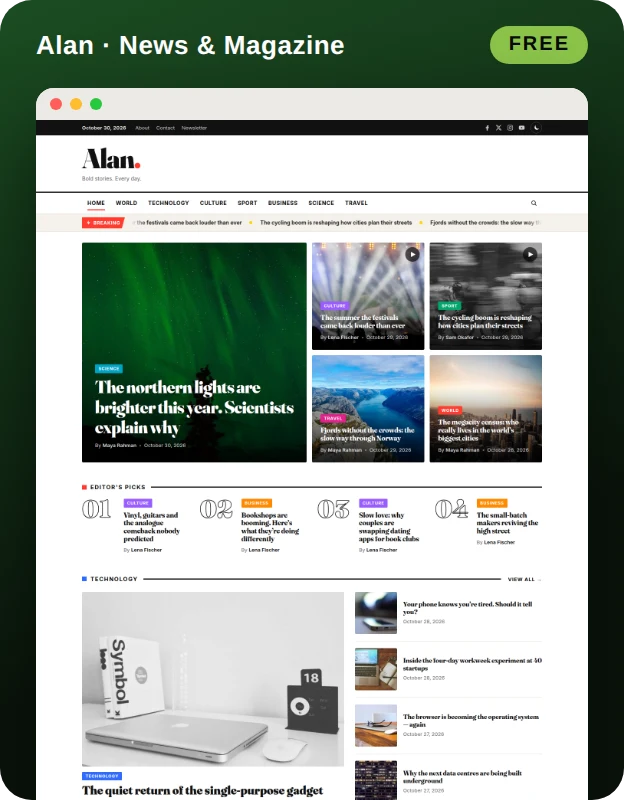 Alan WP Theme preview